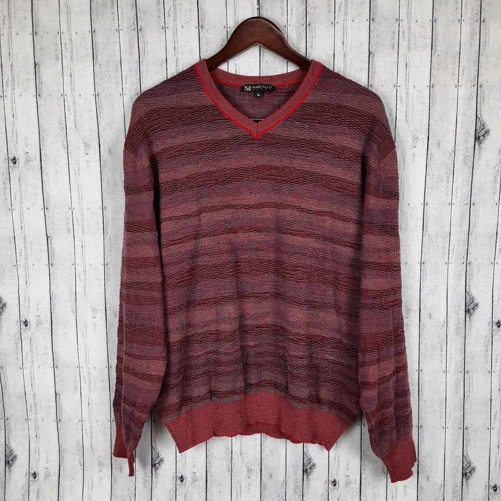 Vintage Marcello Sport V Neck Sweater Men's XL